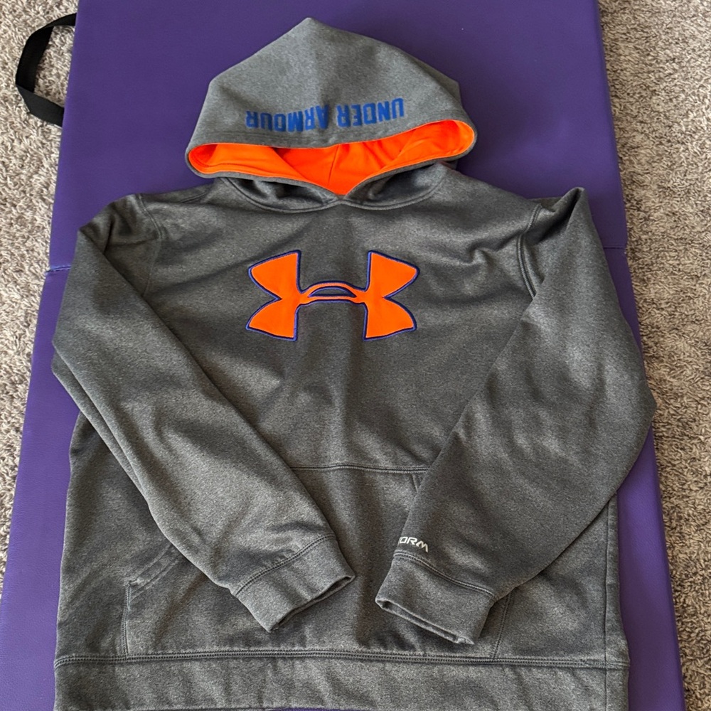 Under Armour Charcoal and Neon Orange Hoodie